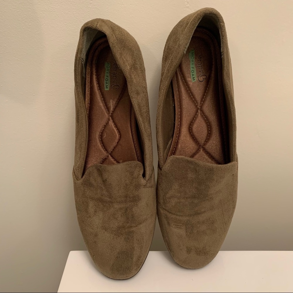 Dark olive memory foam flats